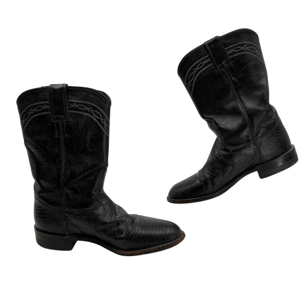 Justin Boots Black Leather Ankle Booties | Size 6.5